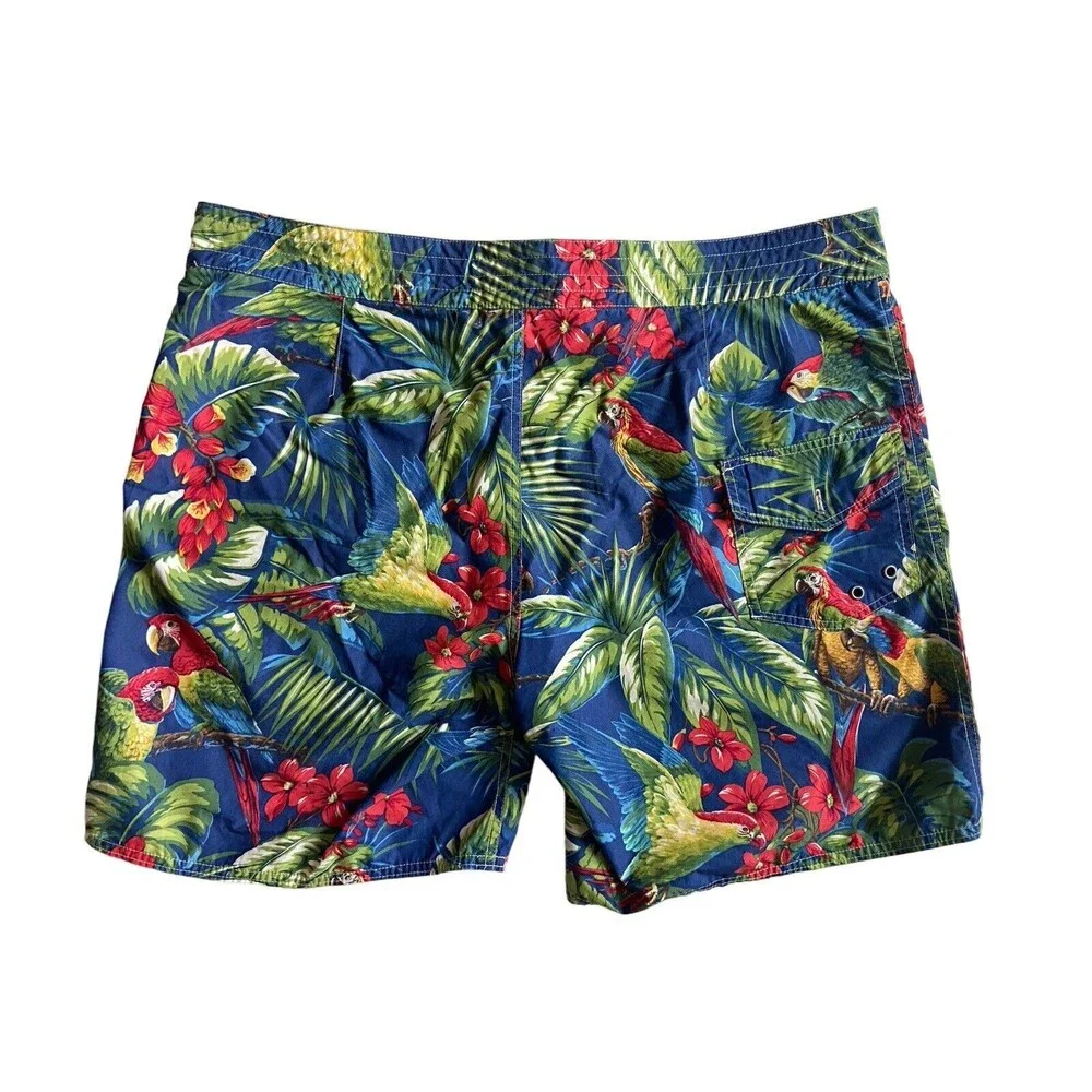 Polo Ralph Lauren Mens 7-1/4-Inch Classic-Fit Swim Trunks Size 38 Parrot Tropics